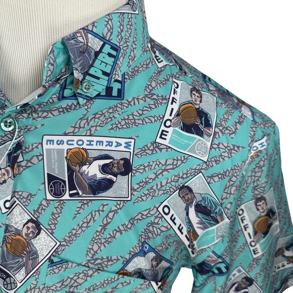 RSVLTS x The Office Series 5 Basketball Cards Shirt Mens Medium Blue Button New - Picture 3 of 11